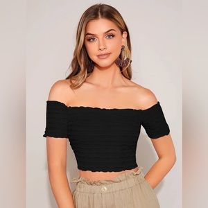 Aeropostale Lettuce Hem Ribbed Crop Top